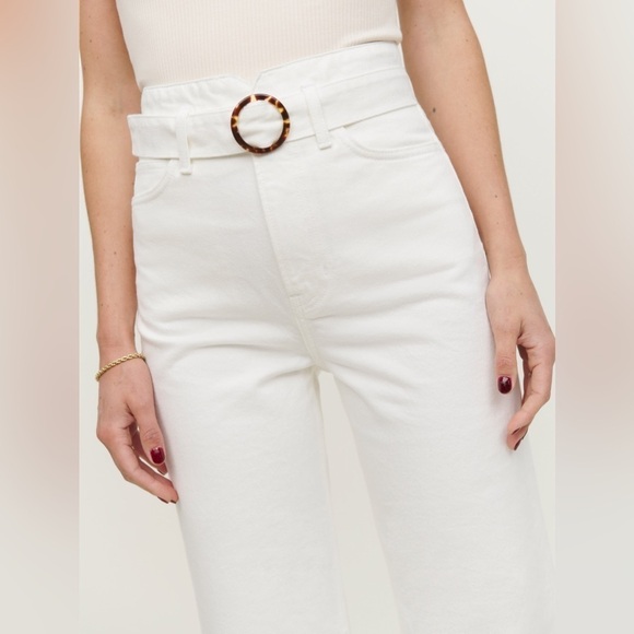 Reformation Wilder Belted High Rise Wide Leg Cropped Jeans - Picture 2 of 9